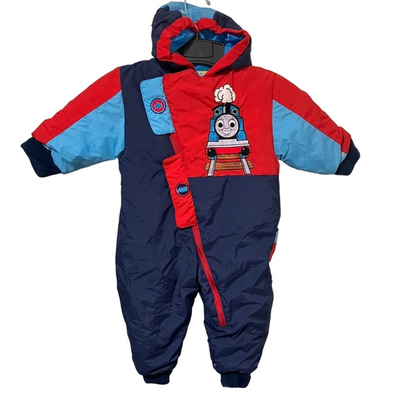 Vintage Thomas & Friends Train Gullane Quiltex Embroidered Hooded Snowsuit - Picture 1 of 12